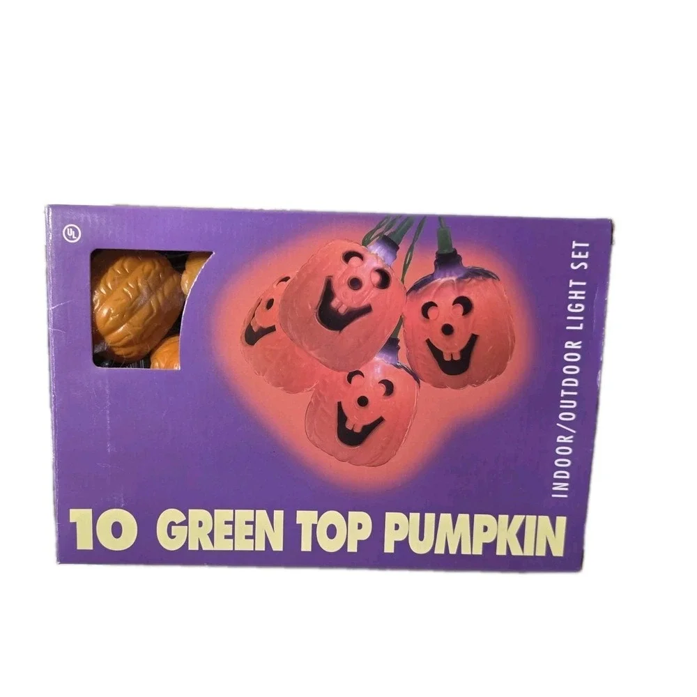 Vintage 10 Light Pumpkin Jack-O-Lantern Halloween Indoor/Outdoor Lot Of 2 Boxes